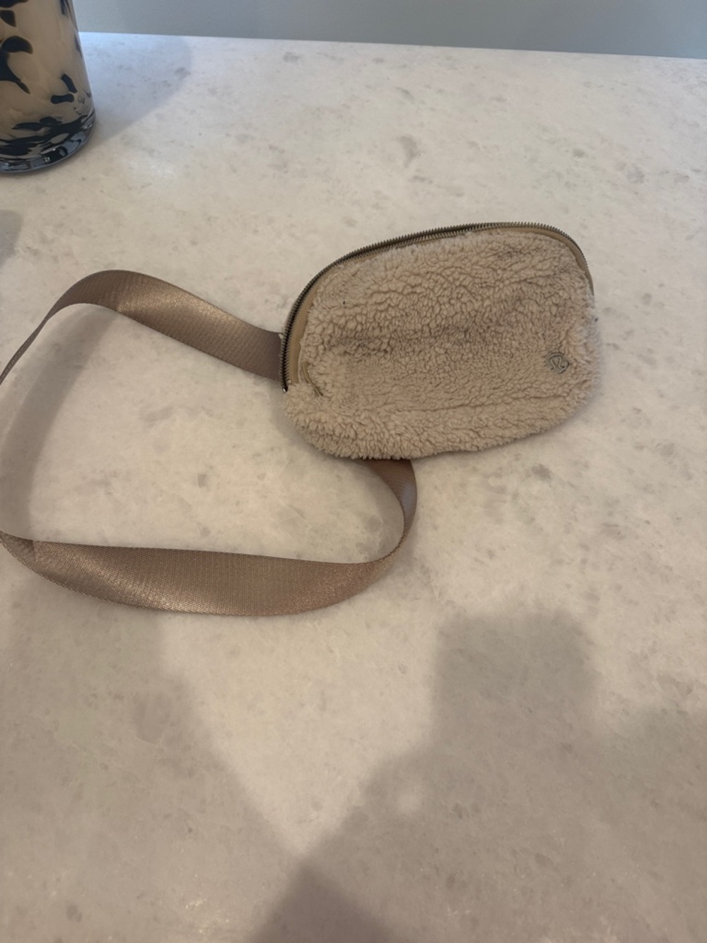 lululemon athletica Cream Shearling Crossbody Belt Bag